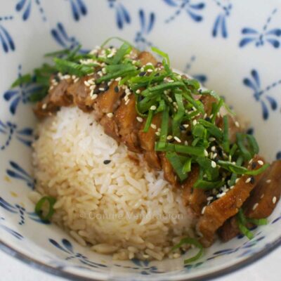 Soy ginger beef rice bowl