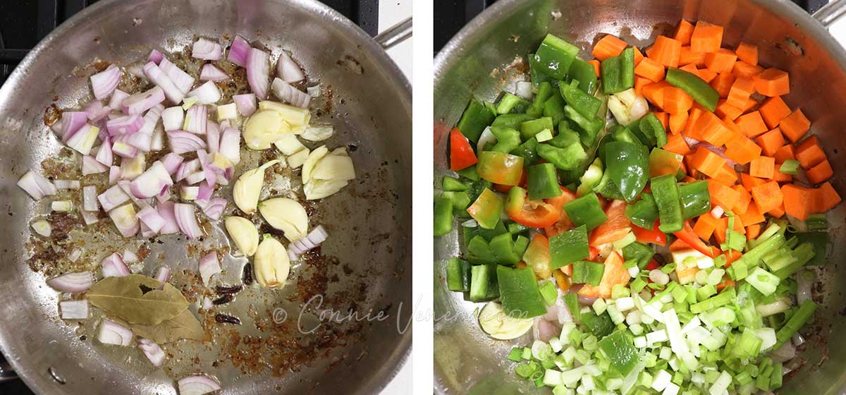 Sauteeing vegetables in oil