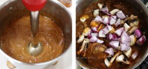 Pureeing the sauce of oxtail stew