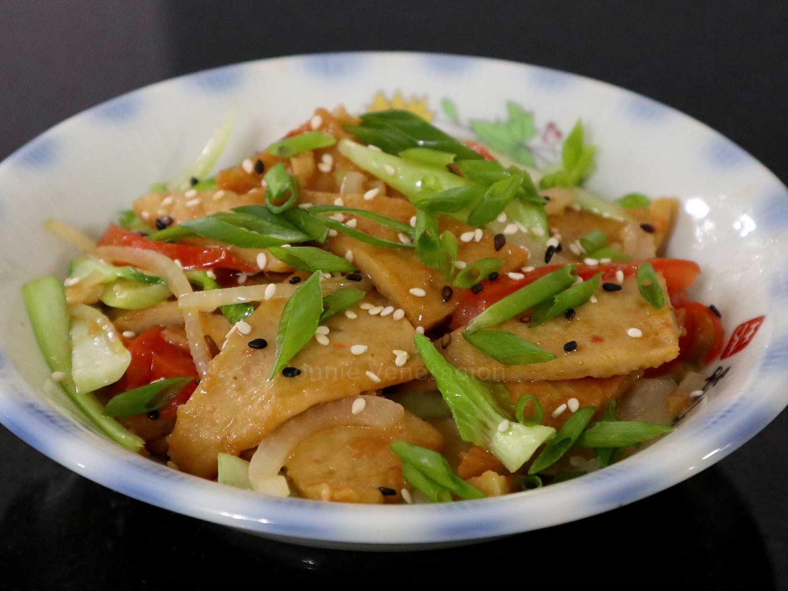 Korean-style stir fried fish cakes (odeng)