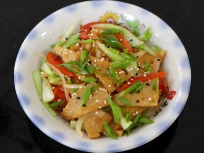 Korean-style stir fried fish cakes (odeng)