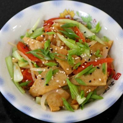 Korean-style stir fried fish cakes (odeng)