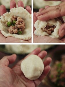 Stuffing taro with pork filling
