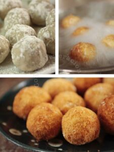Frying pork-stuffed taro balls