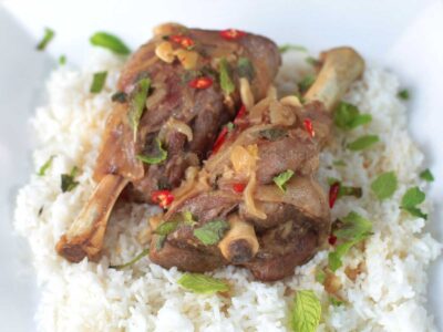 Lamb shanks braised in Thai mixed fish sauce