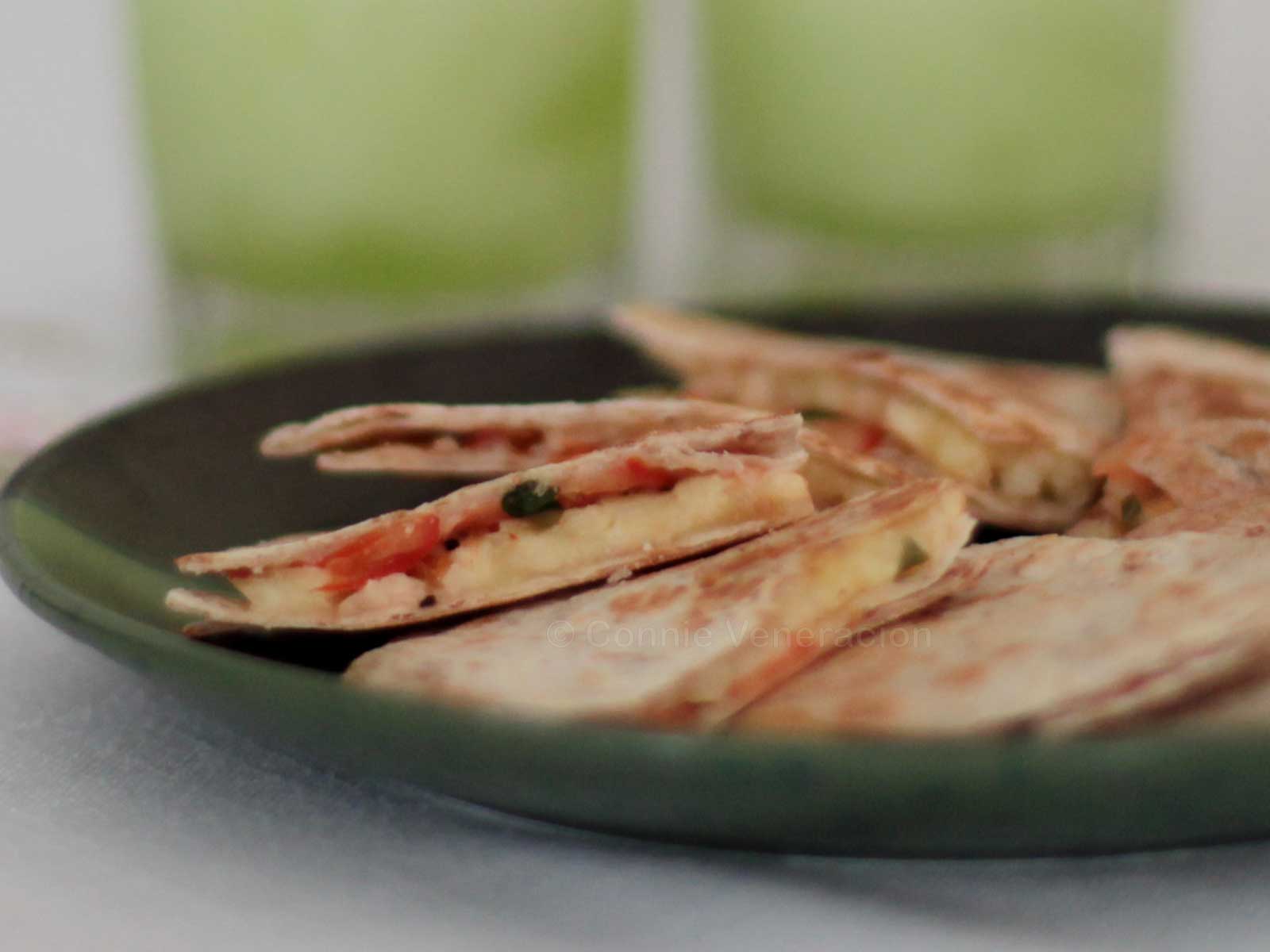 Tomato and basil quesadillas