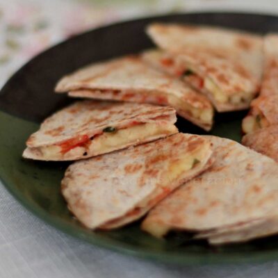 Tomato and basil quesadillas