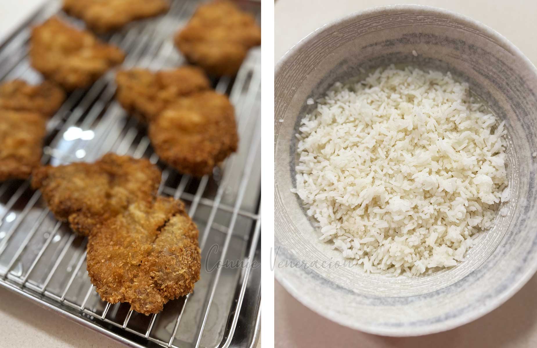 Tonkatsu on rack / bowl of rice