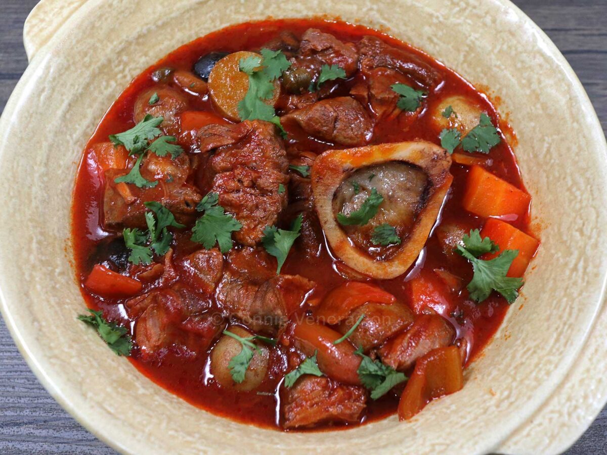 Beef shank and bone marrow stew