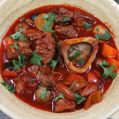 Beef shank and bone marrow stew