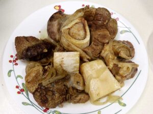 Slow cooked beef shank and bone marrow