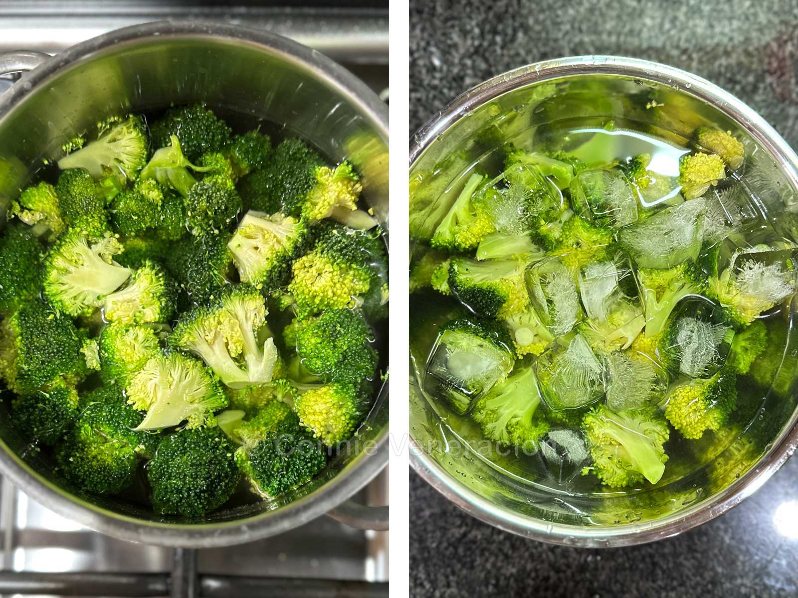 Cooking broccoli in water