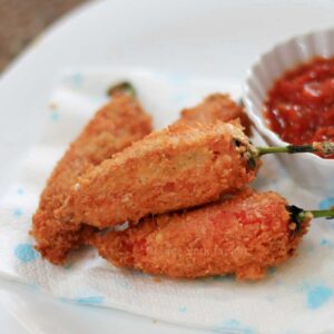 Katsu-style cheese-stuffed pimientos
