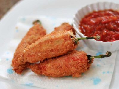 Katsu-style cheese-stuffed pimientos
