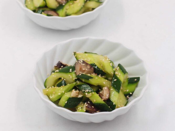 Cucumber and mushroom stir fry