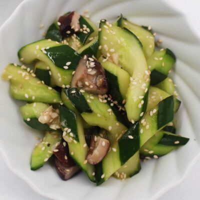 Cucumber and mushroom stir fry