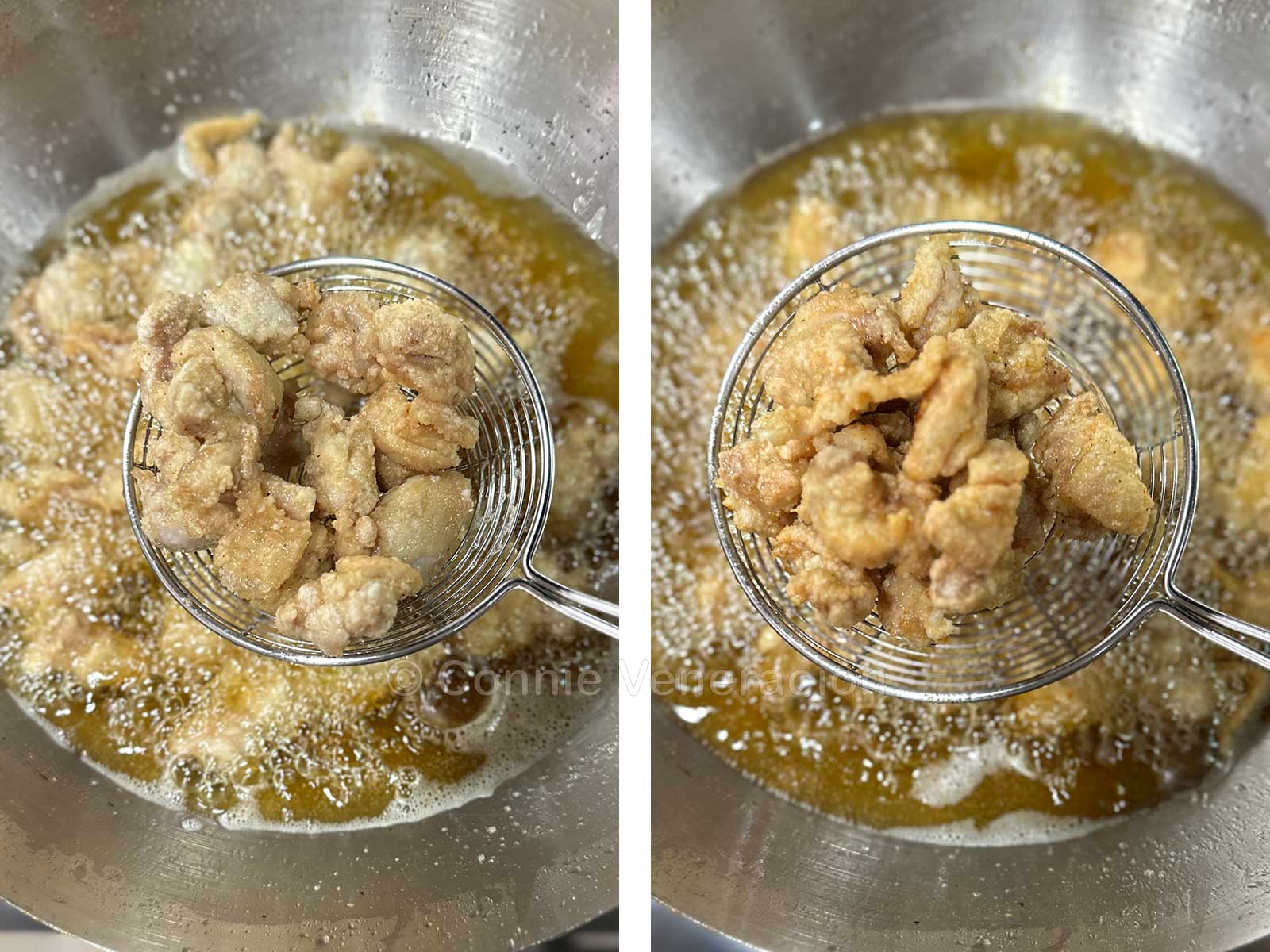 Chicken karaage after first and second frying