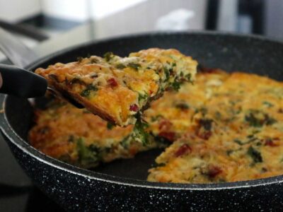 Kale and salami frittata