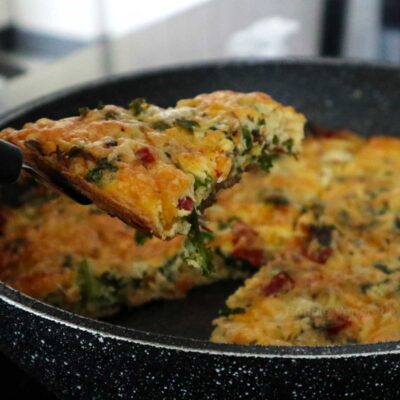 Kale and salami frittata