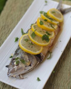 Mackerel with lemon butter sauce
