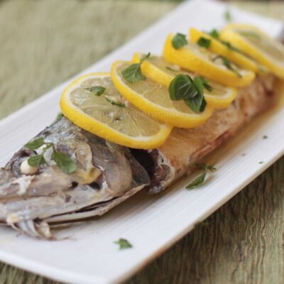 Mackerel with lemon butter sauce