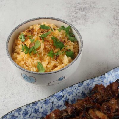 Salted duck egg yolk and garlic fried rice