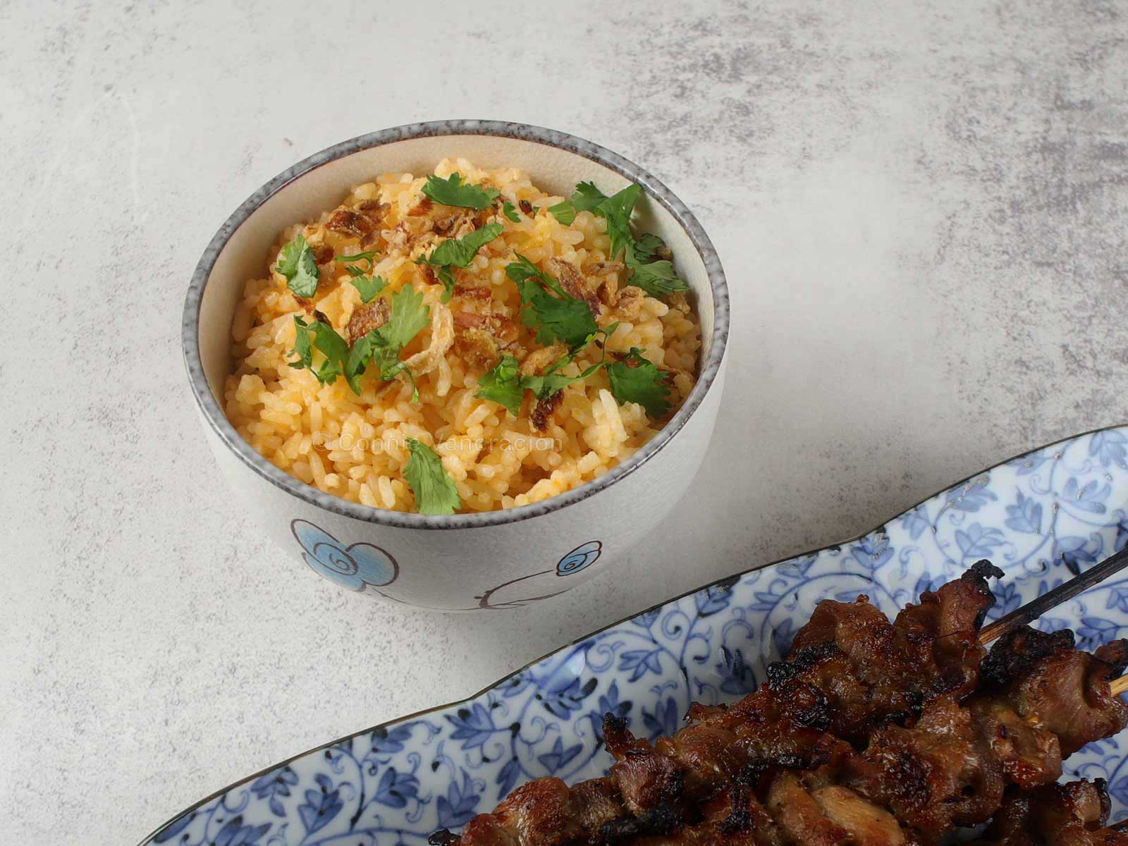 Salted duck egg yolk and garlic fried rice