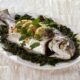 Steamed whole pompano with lemon and olive oil