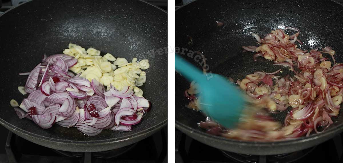 Sauteeing shallots and garlic