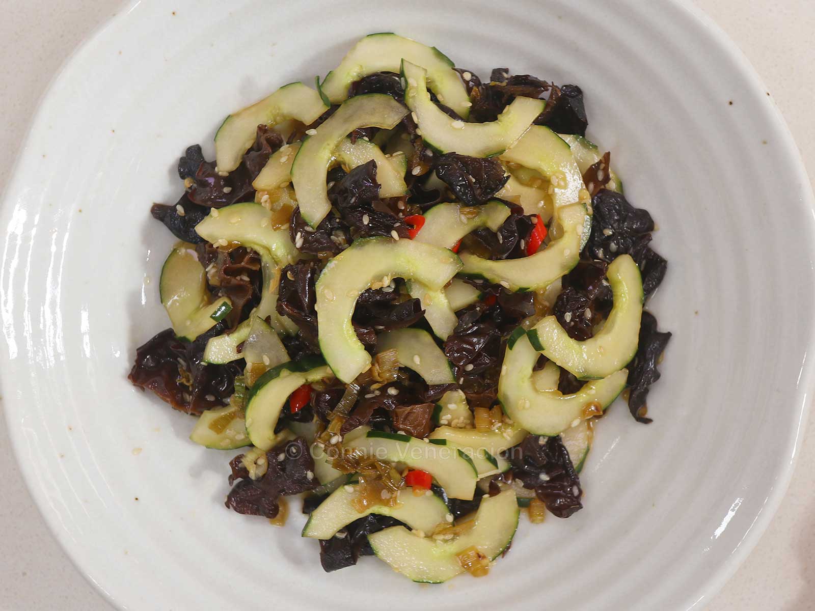 Cucumber and wood ears salad