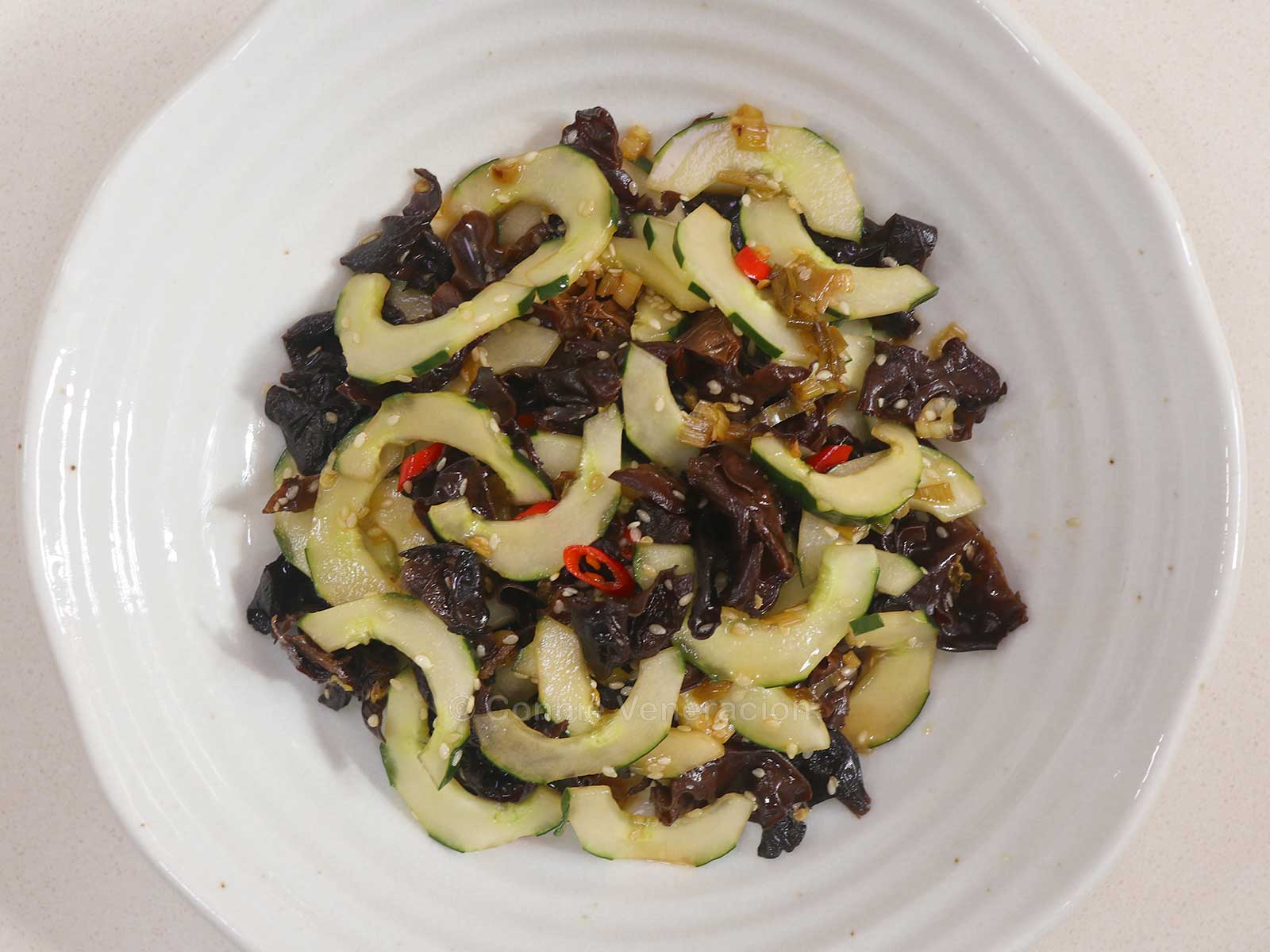 Cucumber and wood ears salad