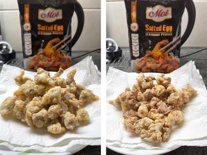 Chicken karaage after first and second frying