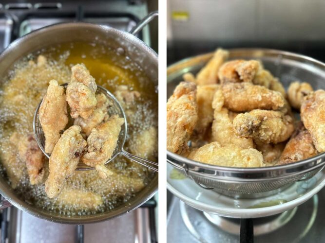 Chicken wings after second frying