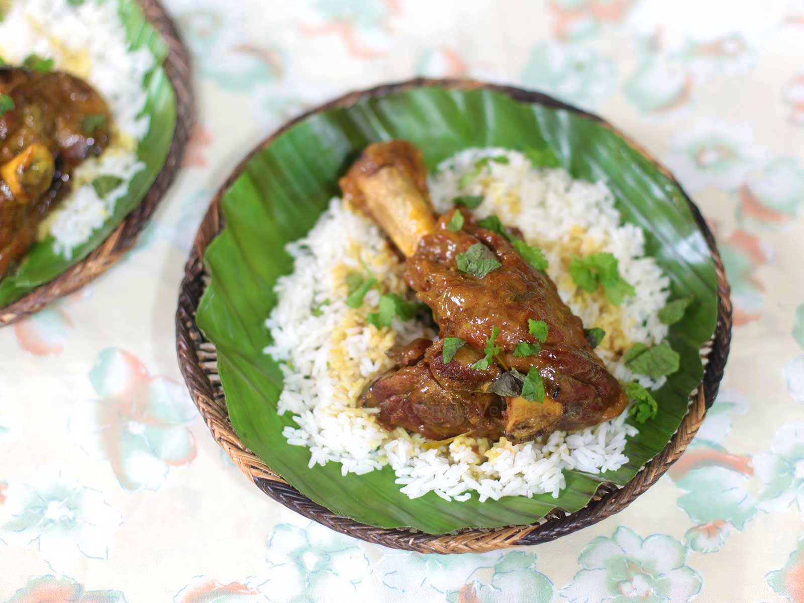 Lamb shank curry cooked in cider and coconut milk