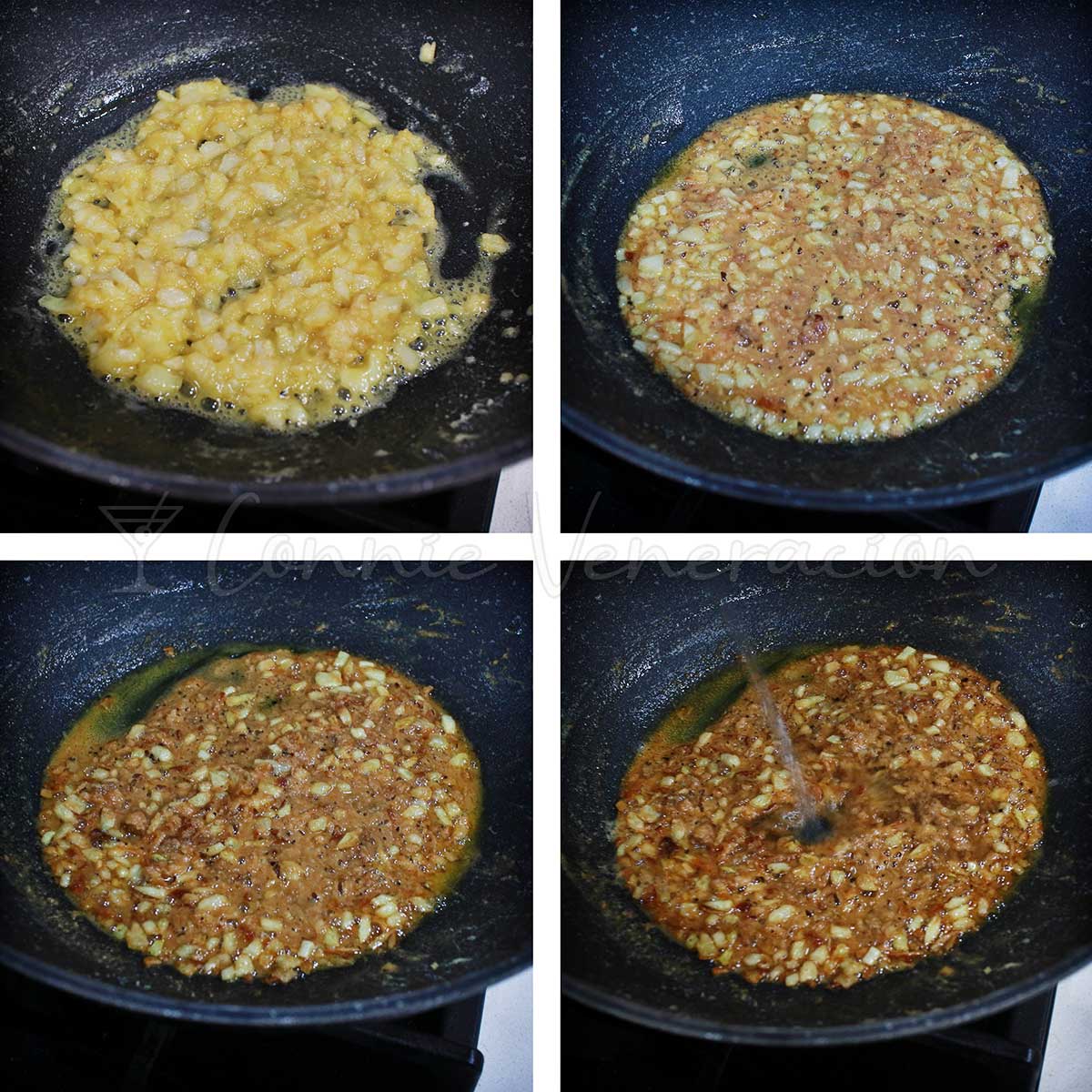 Cooking roux with onion until dark