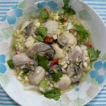 Oysters with chili garlic lemongrass sauce
