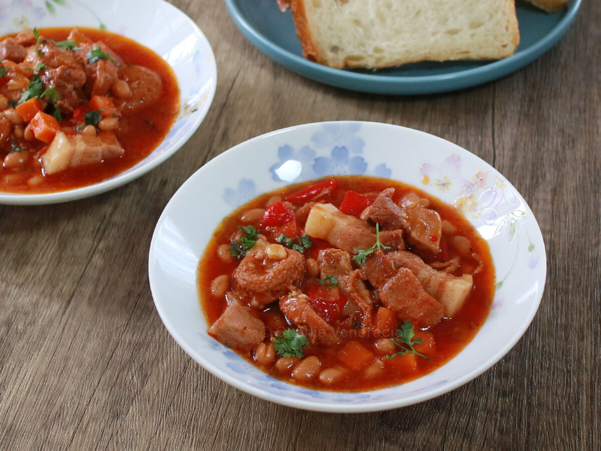 Pork, sausage and beans