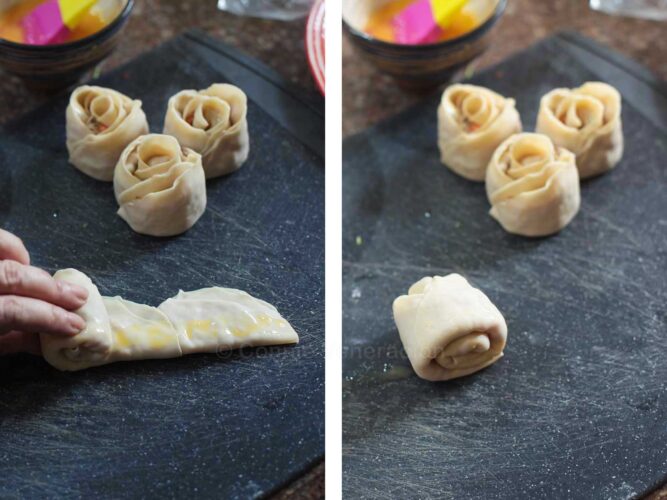 Rolling rose dumplings