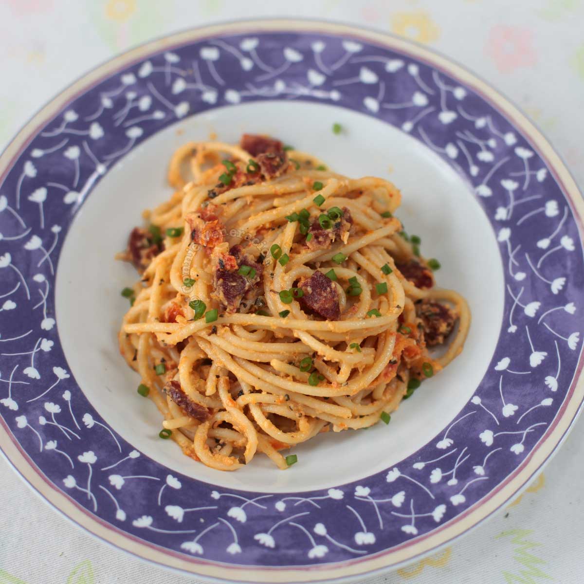 Spaghetti with salted duck egg sauce