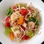 Shrimps, bean sprouts and watermelon salad
