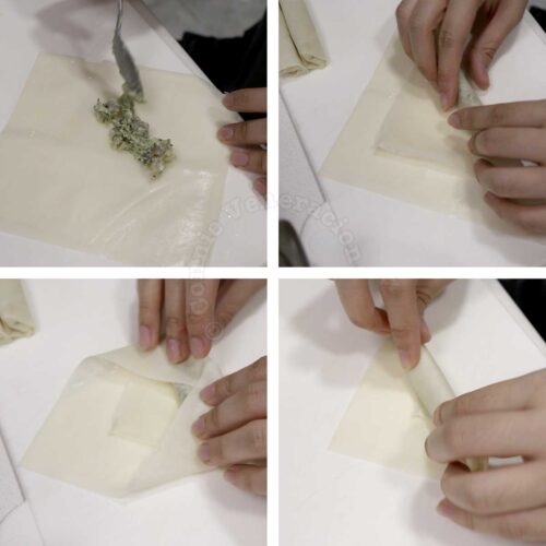 Wrapping spring rolls step-by-step illustration