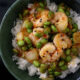 Sweet spicy shrimps and edamame