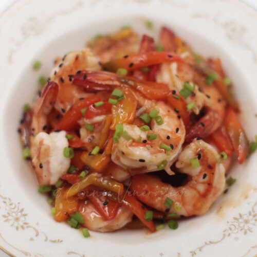 Shrimps with plum sauce