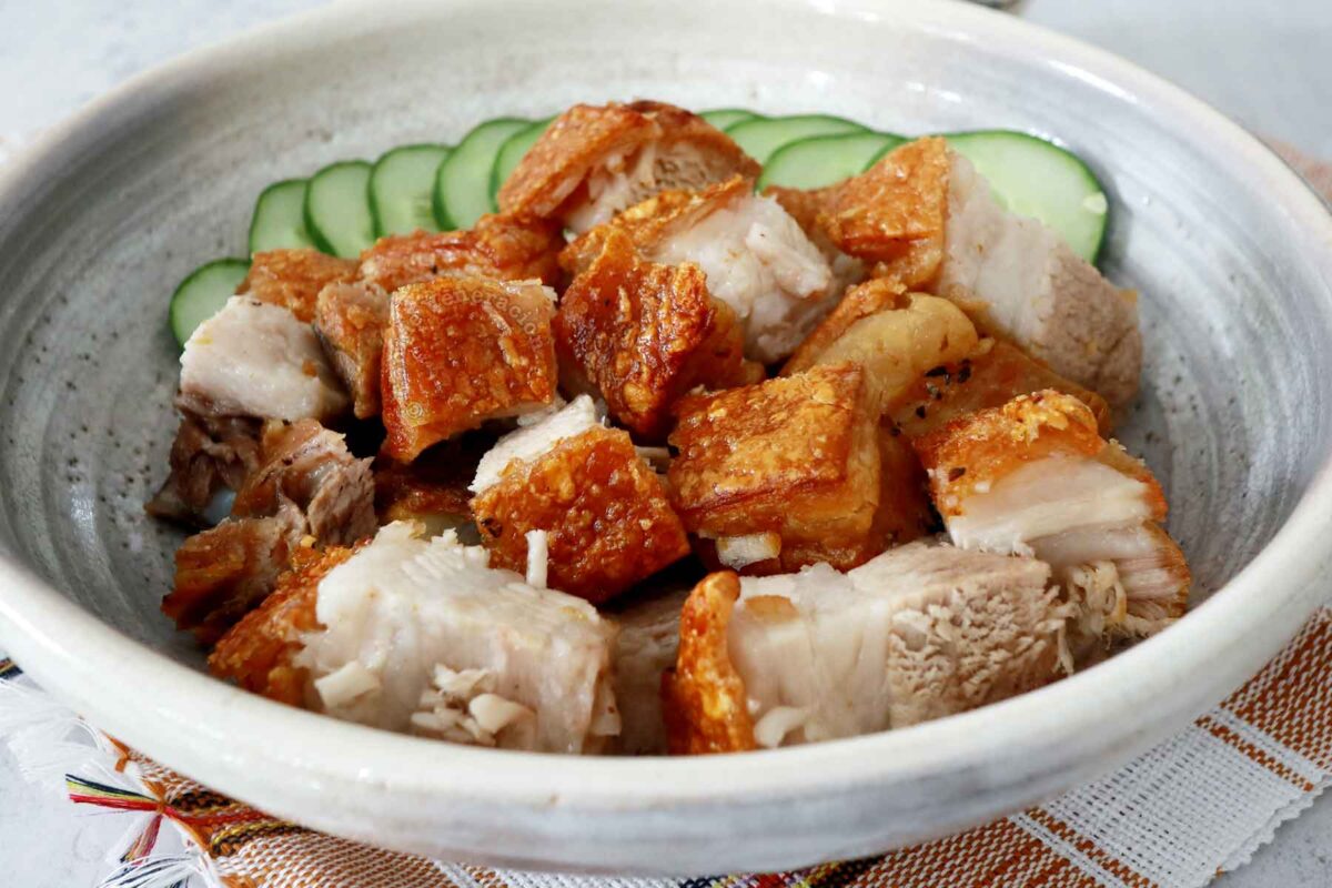 Air fried lechon kawali (crispy pork belly)