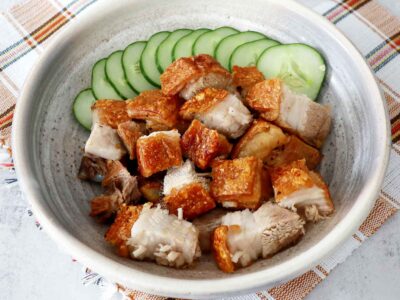 Air fried lechon kawali (crispy pork belly)