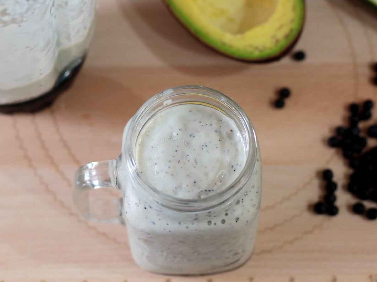 Avocado, cucumber and blueberry smoothie