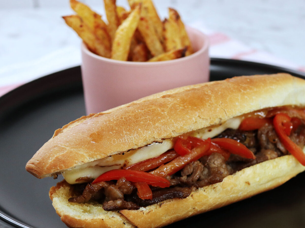 Pepper cheesesteak and fries