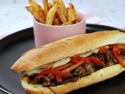 Pepper cheesesteak and fries