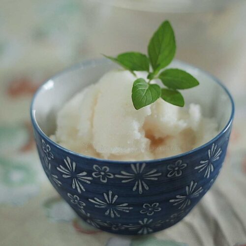 Coconut and lychee sorbet