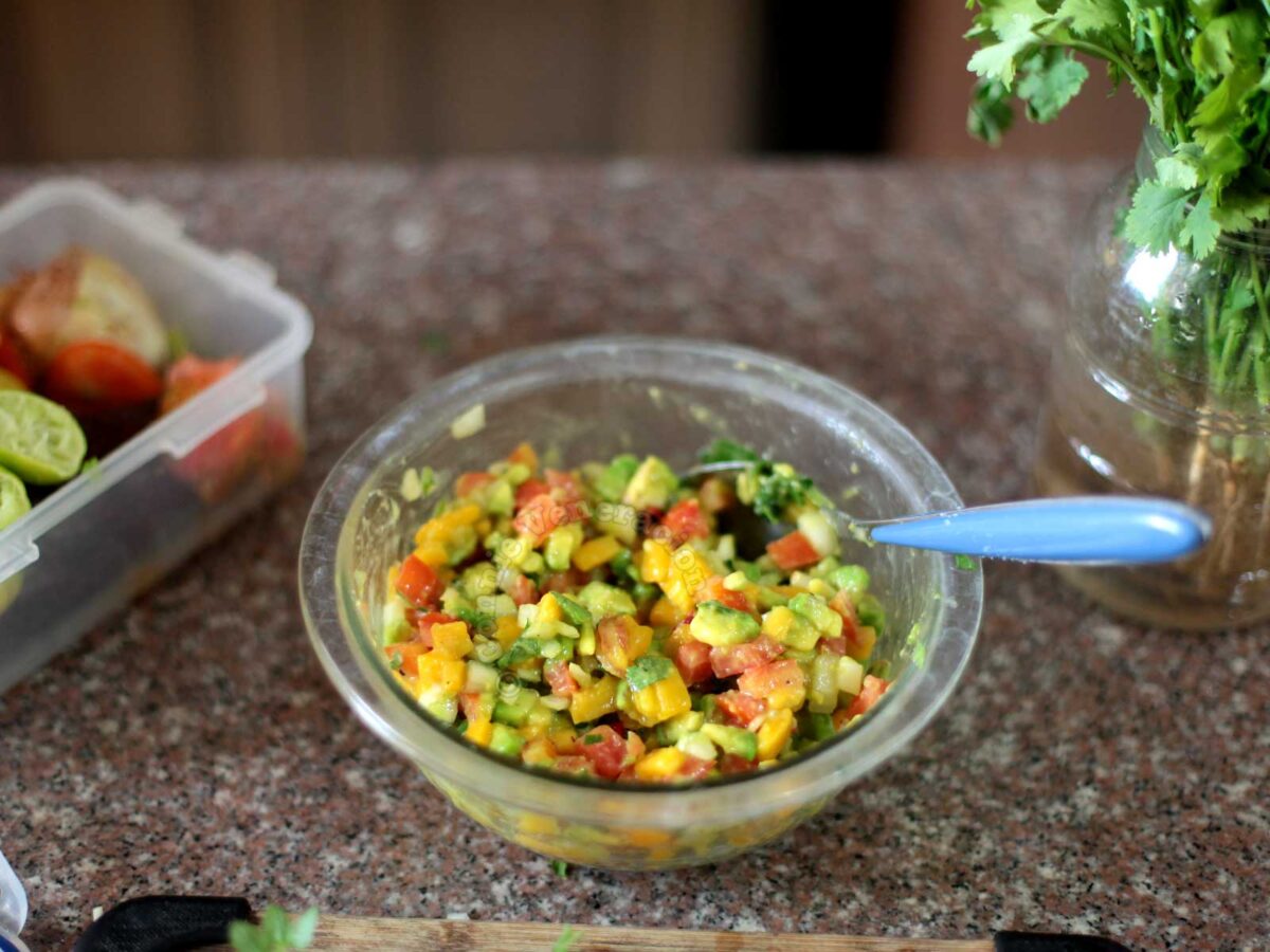 Mango avocado salsa with herb